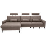 ECKSOFA in Mikrofaser Taupe  180/302 cm  - Taupe/Schwarz, KONVENTIONELL, Textil/Metall (180/302cm) - Carryhome
