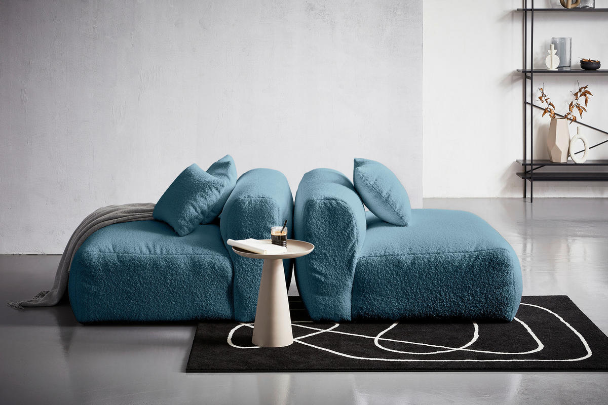 SOFAELEMENT in Flachgewebe, Teddystoff Blau  - Blau, Trend, Textil (100/70/122cm) - Livetastic
