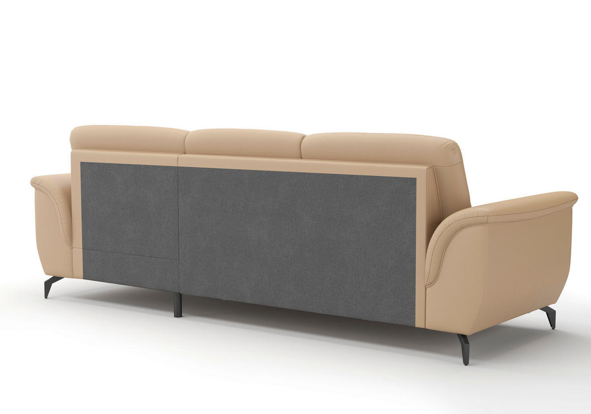ECKSOFA in Vliesstoff Kombination Echtleder/Stoff Cappuccino  - Schwarz/Cappuccino, Modern, Leder/Textil (262/164cm) - Sit & More