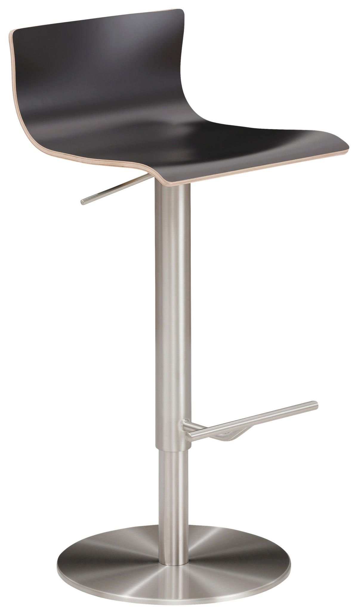 BARHOCKER Anthrazit Stahl Buche furniert, Schichtholz Sitzfläche 360° drehbar, abwischbar  - Chromfarben/Anthrazit, MODERN, Holz/Metall (39,5/72-98,5/43cm) - MID.YOU