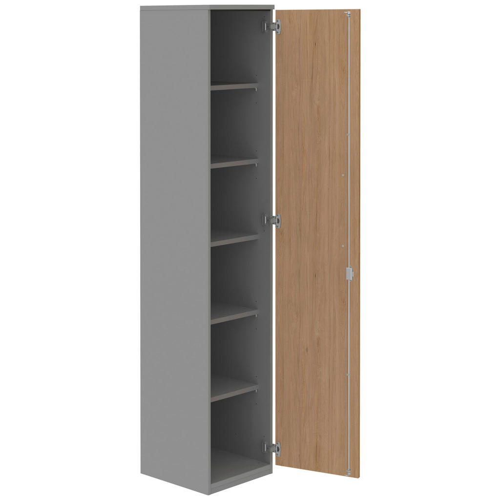 Thumbnail - Moderano Aktenschrank, Grau, Eiche, Holzwerkstoff, 5 Fächer, 40x217.4x43 cm, Made in Germany, Typenauswahl, Beimöbel erh...