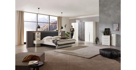 BETTANLAGE in Grau, Weiß - Weiß/Grau, Design, Holzwerkstoff/Textil (180/200cm) - Dieter Knoll