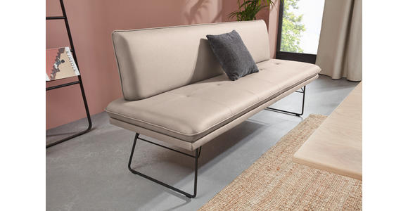 SITZBANK in Metall, Textil Schwarz, Greige  - Greige/Schwarz, Design, Textil/Metall (195/87/65cm) - Dieter Knoll