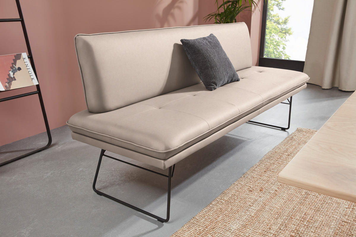 SITZBANK in Metall, Textil Schwarz, Greige  - Greige/Schwarz, Design, Textil/Metall (195/87/65cm) - Dieter Knoll