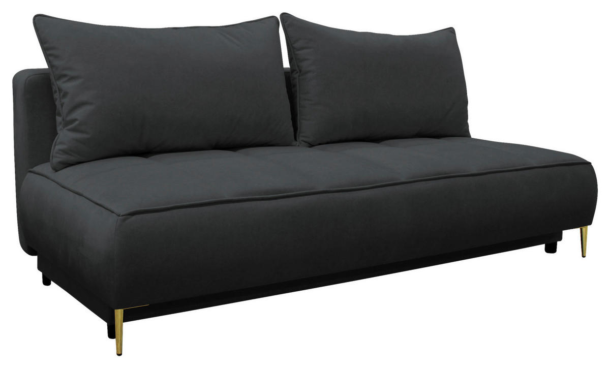 SCHLAFSOFA in Velours Graphitfarben  - Goldfarben/Graphitfarben, Design, Textil/Metall (200/90/97cm) - MID.YOU