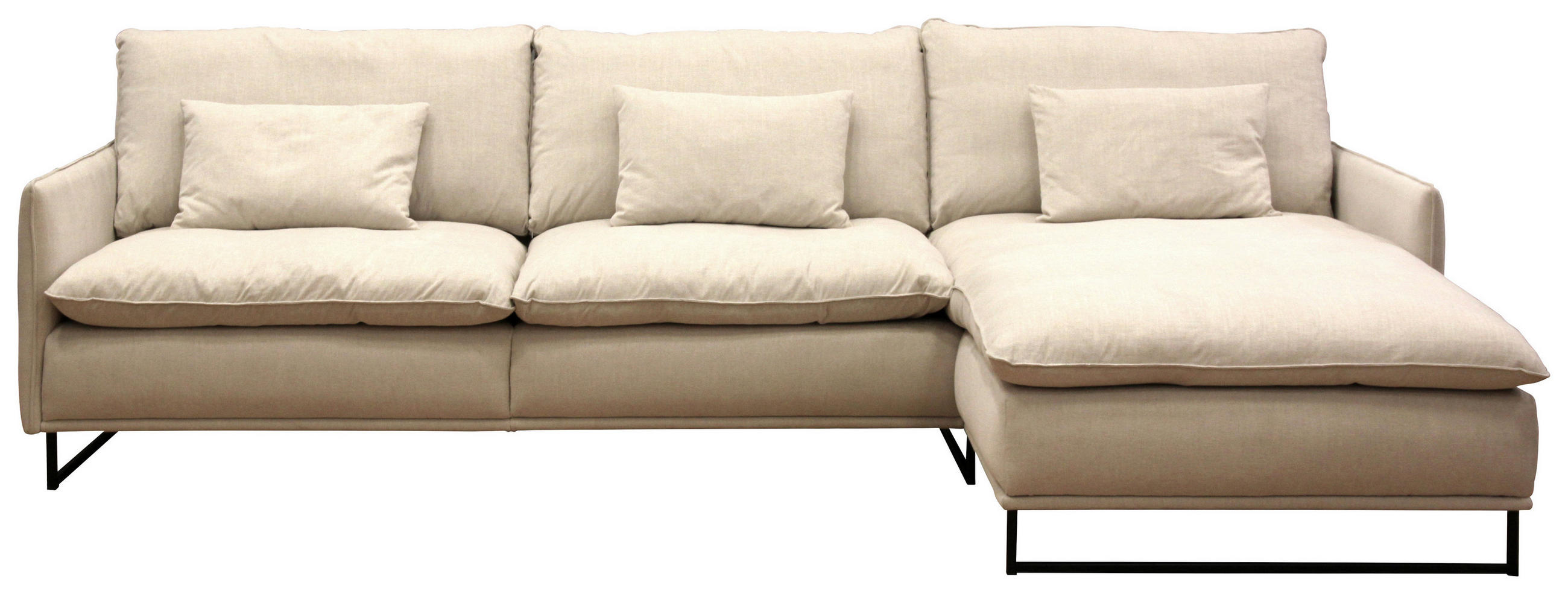 SOFFA i beige  - beige/svart, Modern, metall/trä (312/98/193cm) - Novel