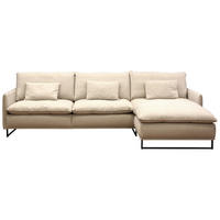 SOFFA i beige  - beige/svart, Modern, metall/trä (312/98/193cm) - Novel