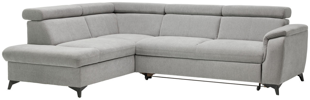 ECKSOFA in Chenille Grau  - Schwarz/Grau, Design, Textil/Metall (203/260cm) - Stylife