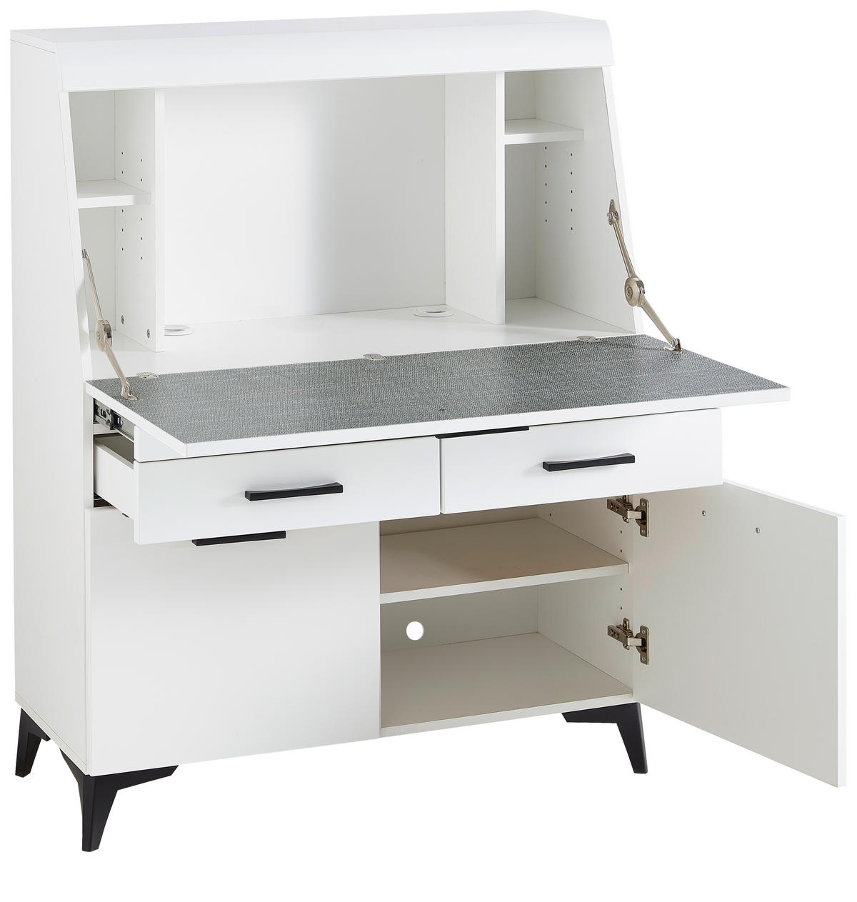 SEKRETÁŘ, 98/124/42 cm - bílá/černá, Trend, kompozitní dřevo/plast (98/124/42cm) - Carryhome