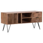 LOWBOARD Mangoholz massiv Braun, Naturfarben  - Schwarz/Braun, Design, Holz/Metall (130/60/47cm) - Landscape