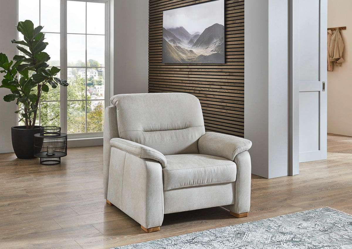 FERNSEHSESSEL Mikrofaser Hellgrau  - Eiche Bianco/Hellgrau, Design, Holz/Textil (100/92/95cm) - Beldomo Comfort