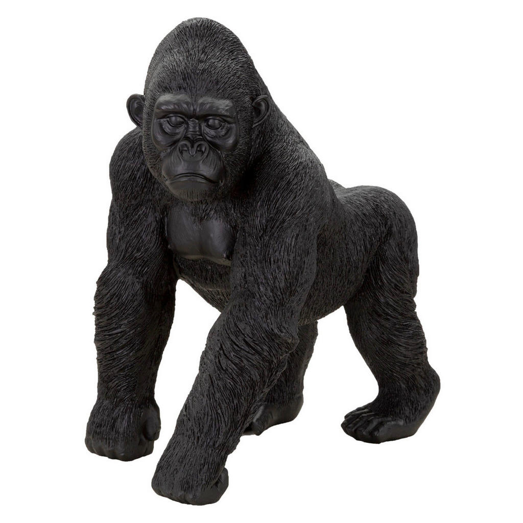 Skulptur Black Gorilla Schwarz, B: 35 cm
