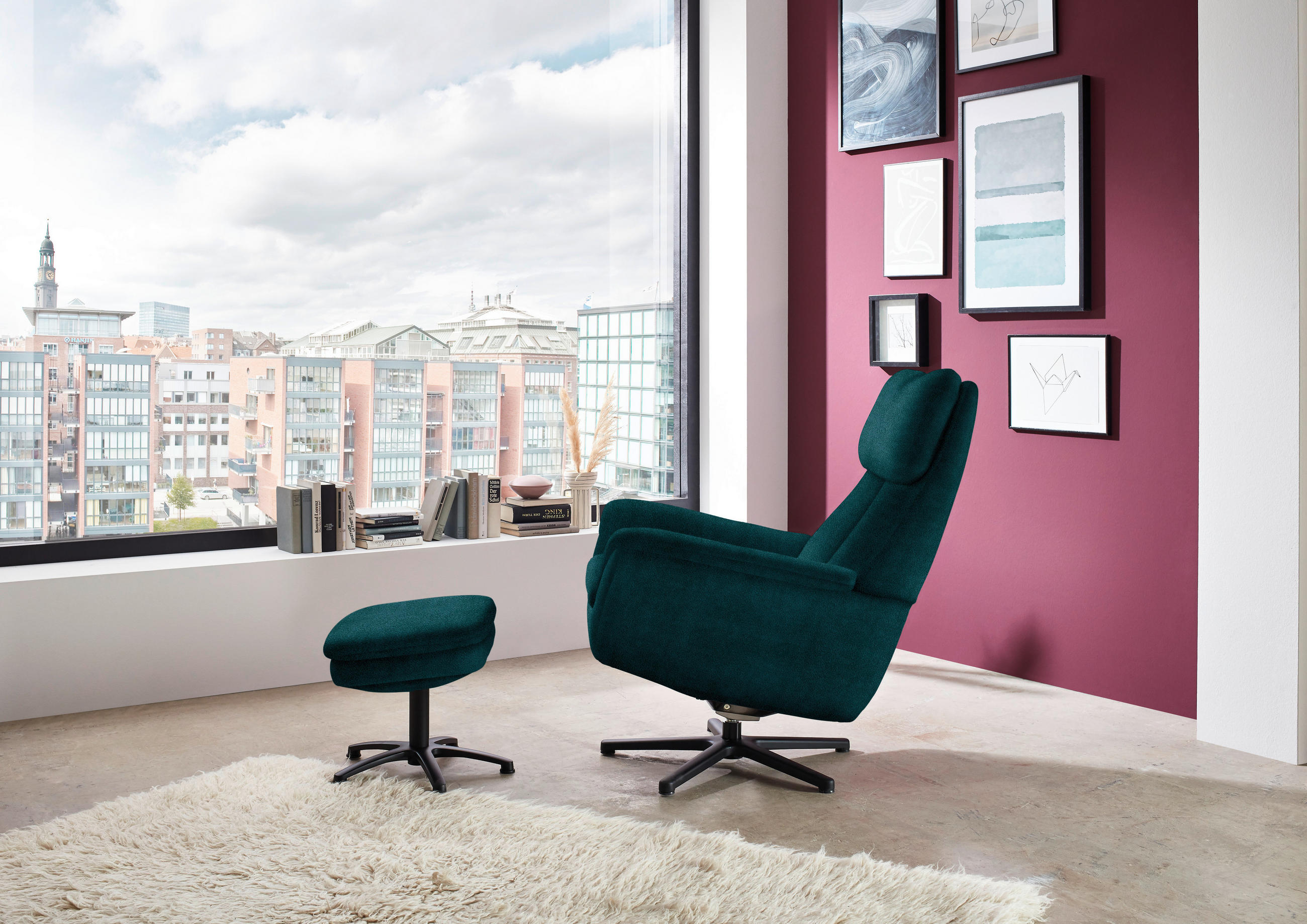 RELAXSESSEL in Textil Petrol  - Petrol/Schwarz, Design, Textil/Metall (79/108/89cm) - Beldomo Style