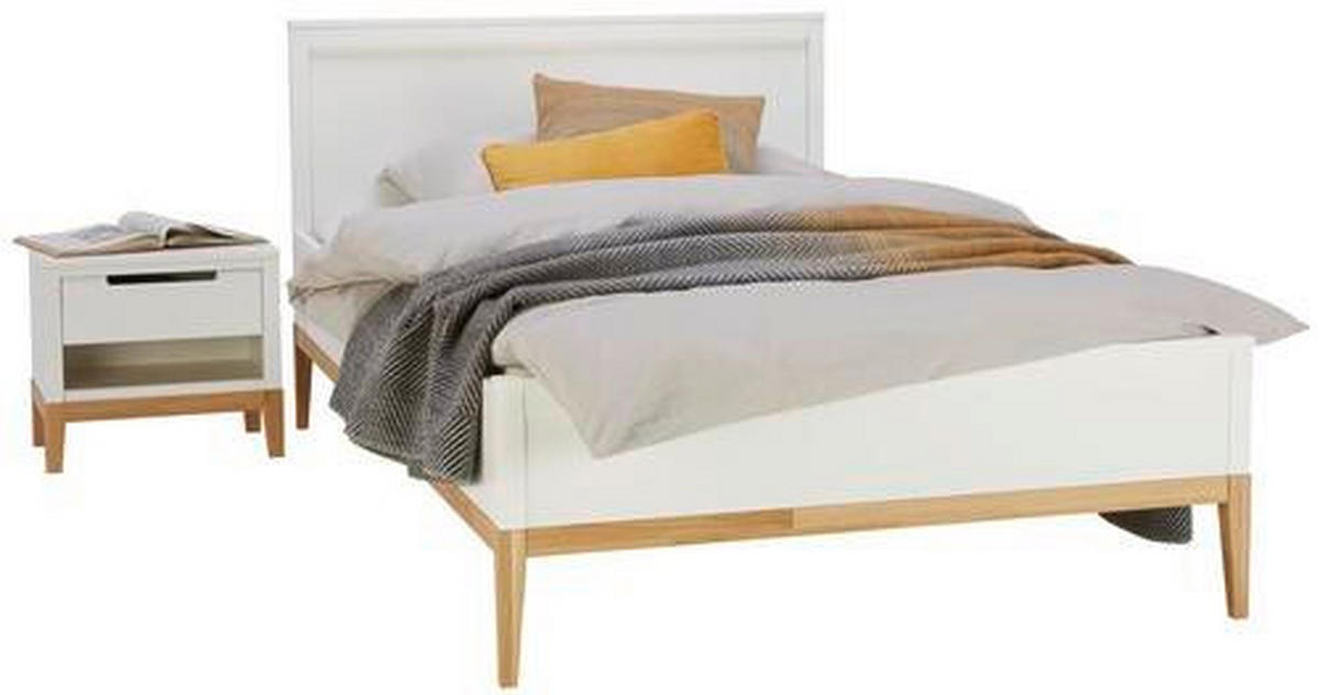 BETT 90/200 cm  in Weiß, Eichefarben  - Eichefarben/Weiß, LIFESTYLE, Holz/Holzwerkstoff (90/200cm) - Stylife