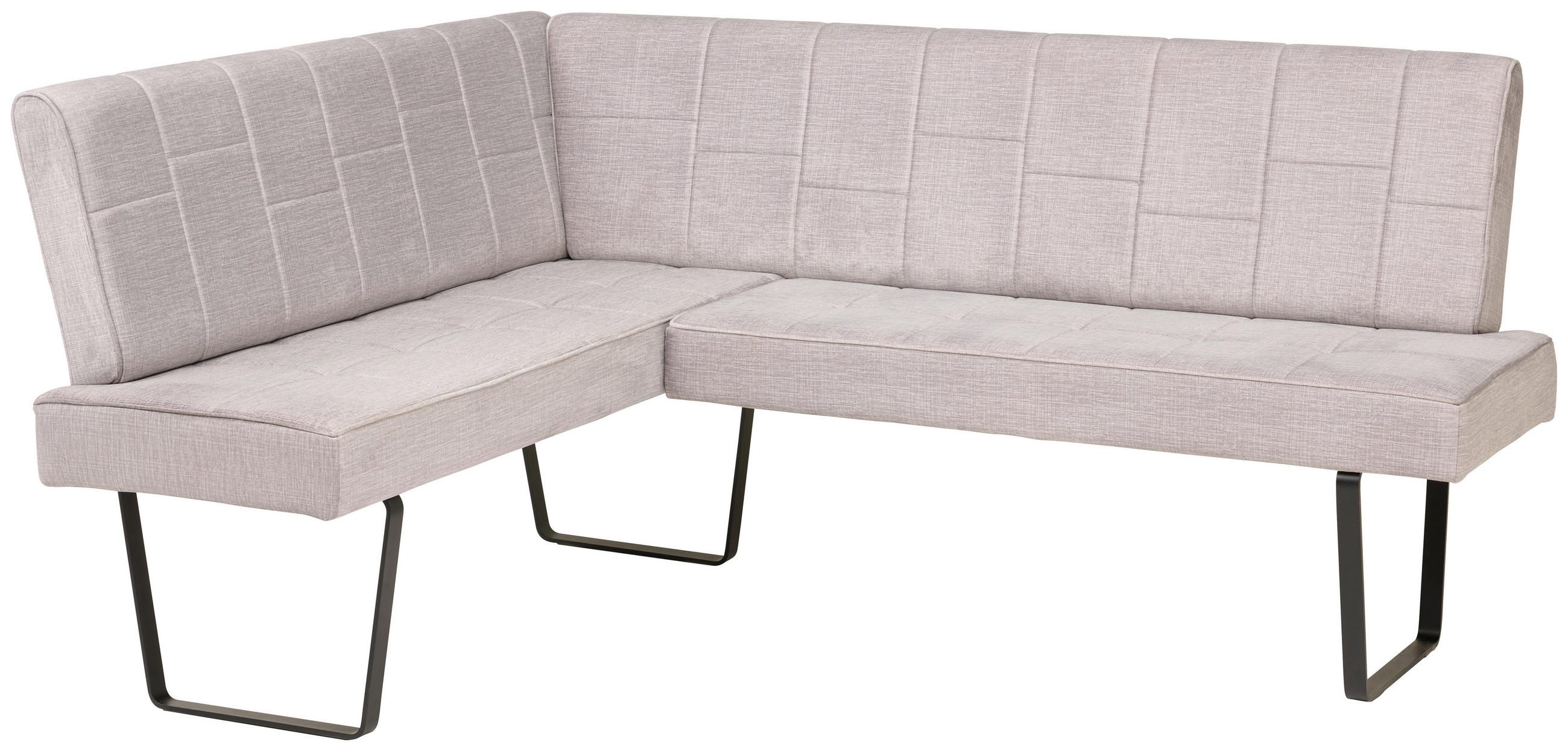 ECKBANK Metall, Textil Hellgrau  - Hellgrau/Schwarz, Konventionell, Textil/Metall (150/190cm) - MID.YOU