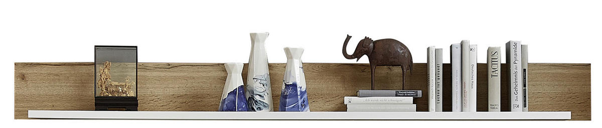 POLICA ZIDNA bijela, boje hrasta  drvni materijal  - bijela/boje hrasta, Design, drvni materijal (180/18/22cm) - Hom`in