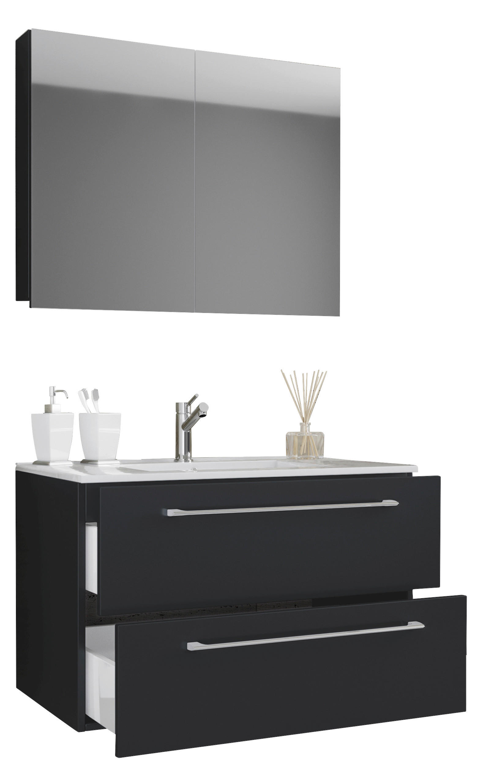 BADRUM 60 cm - vit/aluminiumfärg, Modern, metall/trämaterial (60cm) - MID.YOU