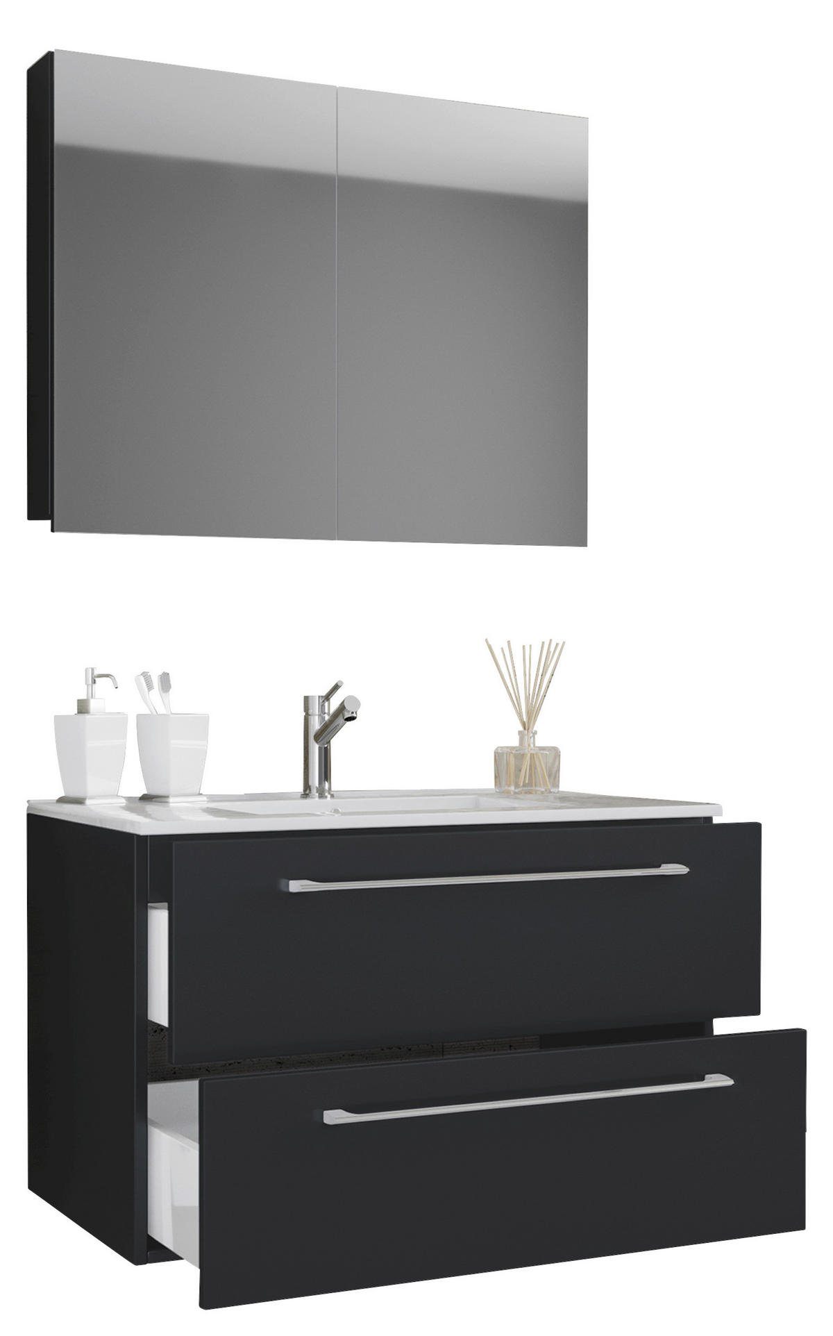BADEZIMMER 3-teilig  in 60 cm  - Weiss/Alufarben, Modern, Keramik/Holzwerkstoff (60cm) - MID.YOU