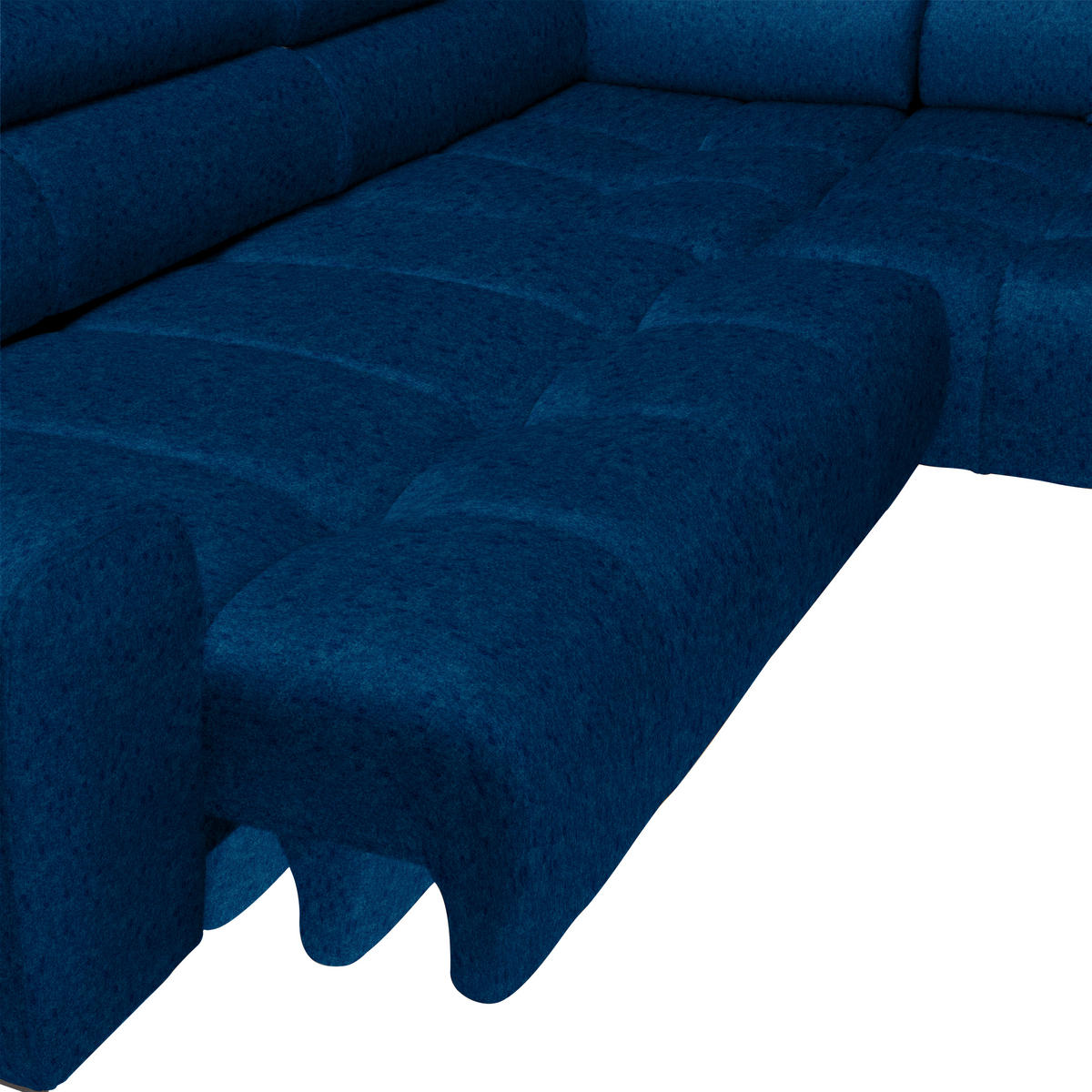 ECKSOFA in Samt, Webstoff Blau  - Blau/Schwarz, Design, Textil/Metall (270/177cm) - Welnova