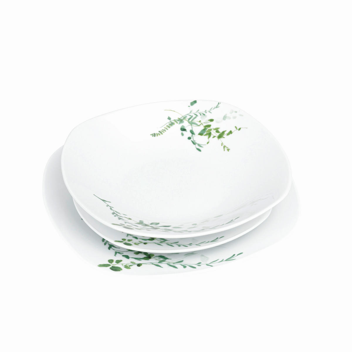 ASZTALI ÉTKÉSZLET 19 részes  - fehér/zöld, Basics, kerámia (8,9kg) - Berlinger Haus