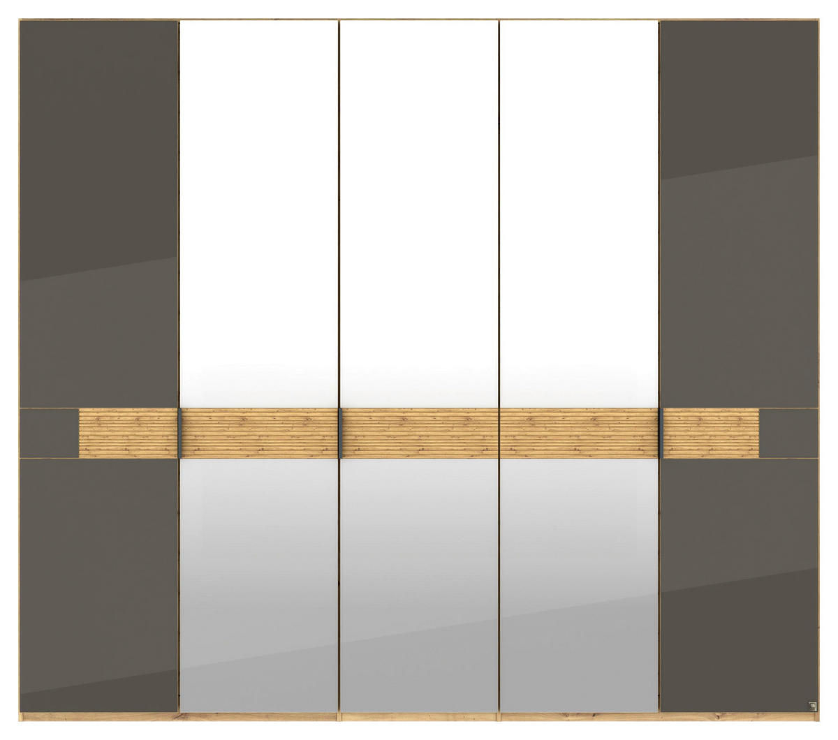 DREHTÜRENSCHRANK 250/216/58 cm,  in Eichefarben, Dunkelbraun, 5 Tür(en)  - Schieferfarben/Eichefarben, Design, Glas/Holz (250/216/58cm) - Musterring