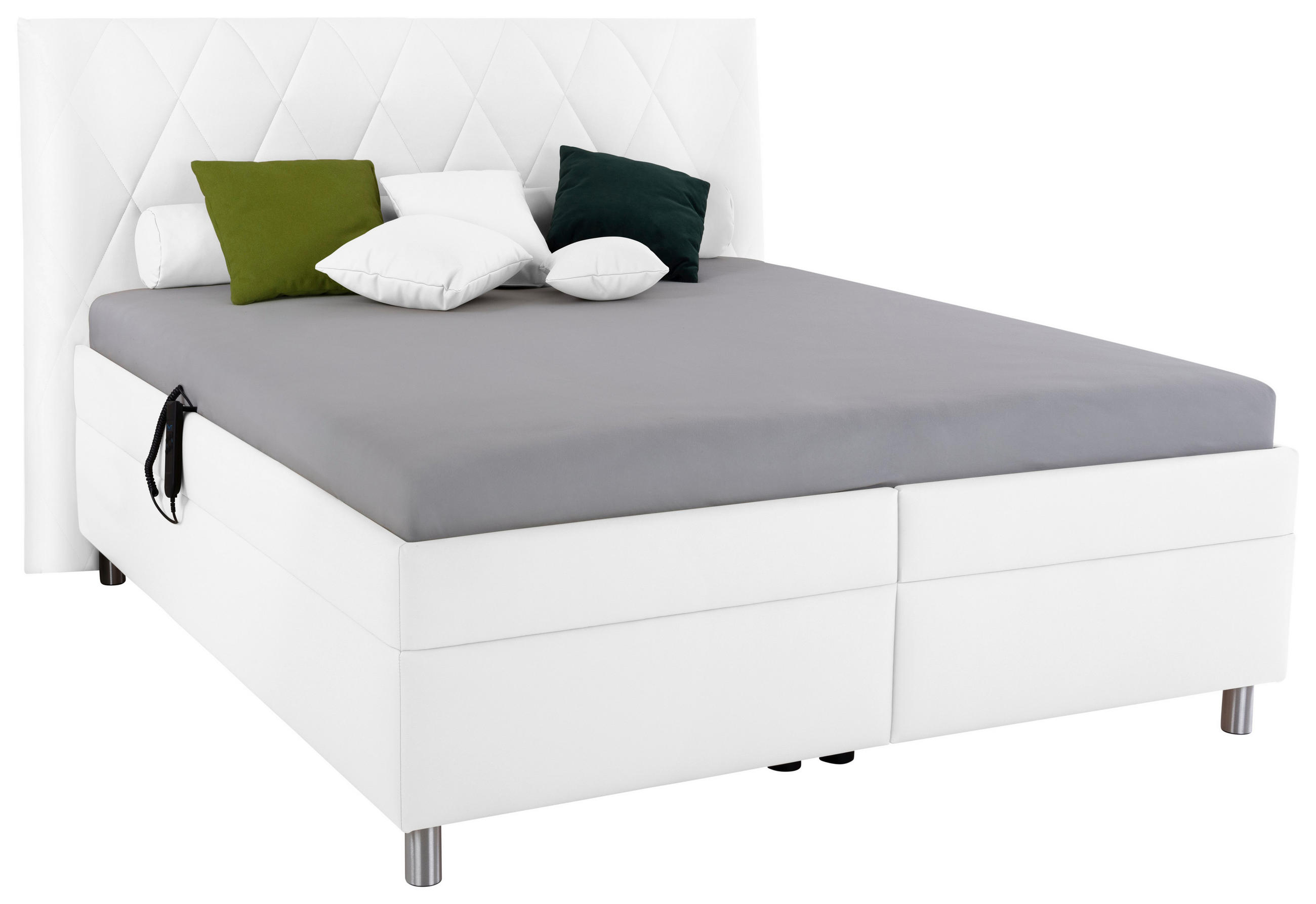 POLSTERBETT Matratze, gepolstertes Kopfteil, Lattenrost, Bettkasten 160/200 cm  in Weiß  - Birkefarben/Silberfarben, KONVENTIONELL, Holz/Textil (160/200cm) - Esposa