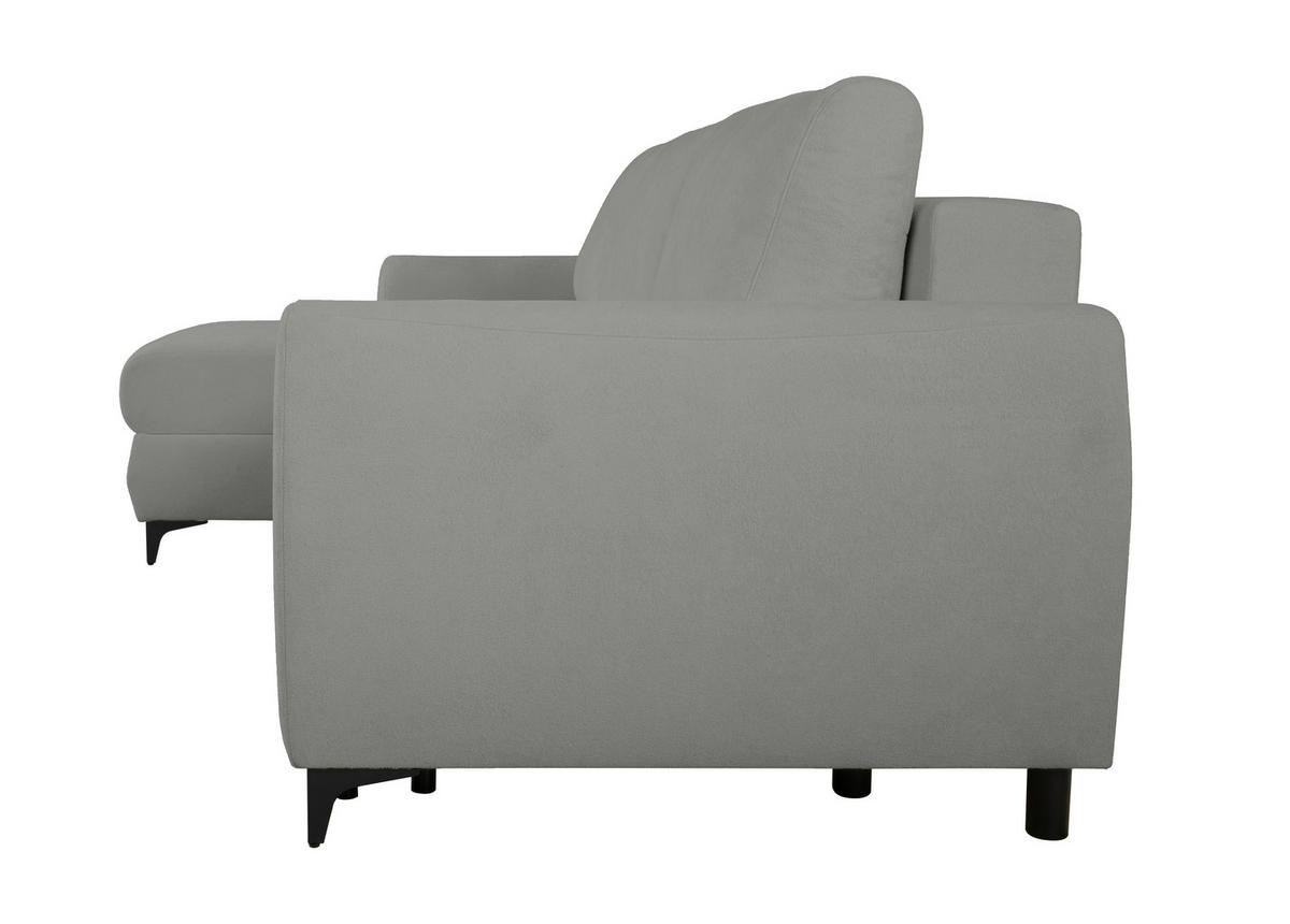 ECKSOFA Moli Grau Bouclé  - Schwarz/Grau, Design, Textil/Metall (236/148cm) - MID.YOU