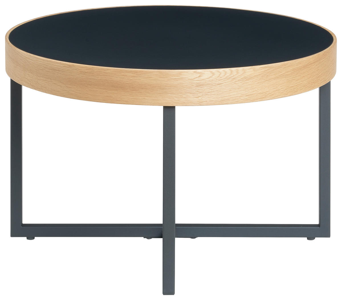COUCHTISCH Eiche massiv rund Naturfarben, Schwarz  - Schwarz/Naturfarben, MODERN, Holz/Holzwerkstoff (60/38cm) - Livetastic
