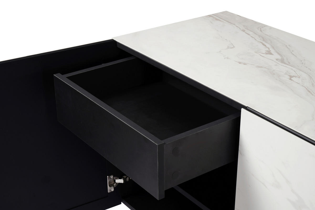 SIDEBOARD  180/75/50 cm 1 Schublade(n)  - Schwarz/Weiß, Design, Keramik/Holzwerkstoff (180/75/50cm) - Belluti