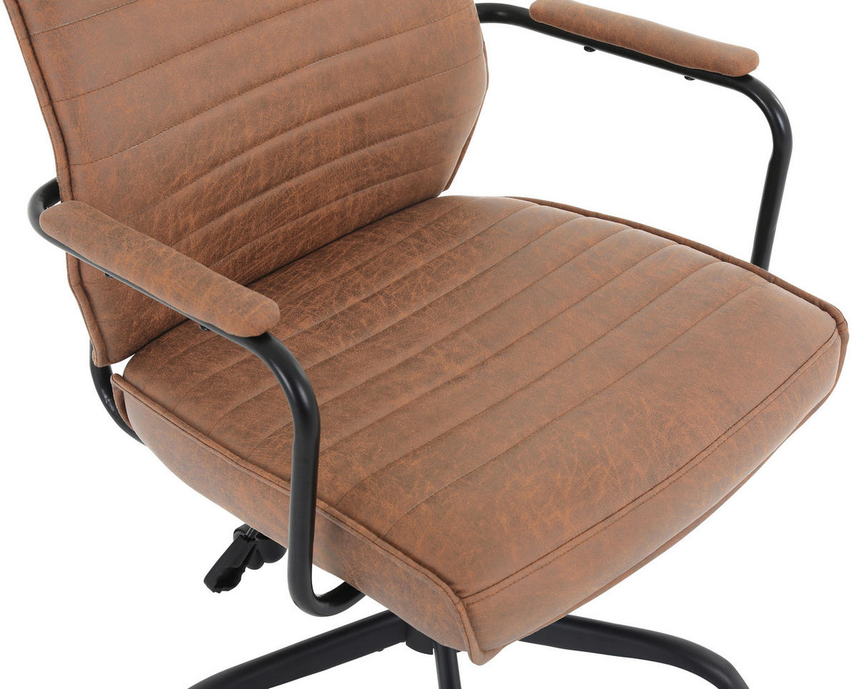 SNURRSTOL  i mikrofiber brun  - brun/svart, Design, metall/textil (62/100-109,5/65,5cm) - Carryhome