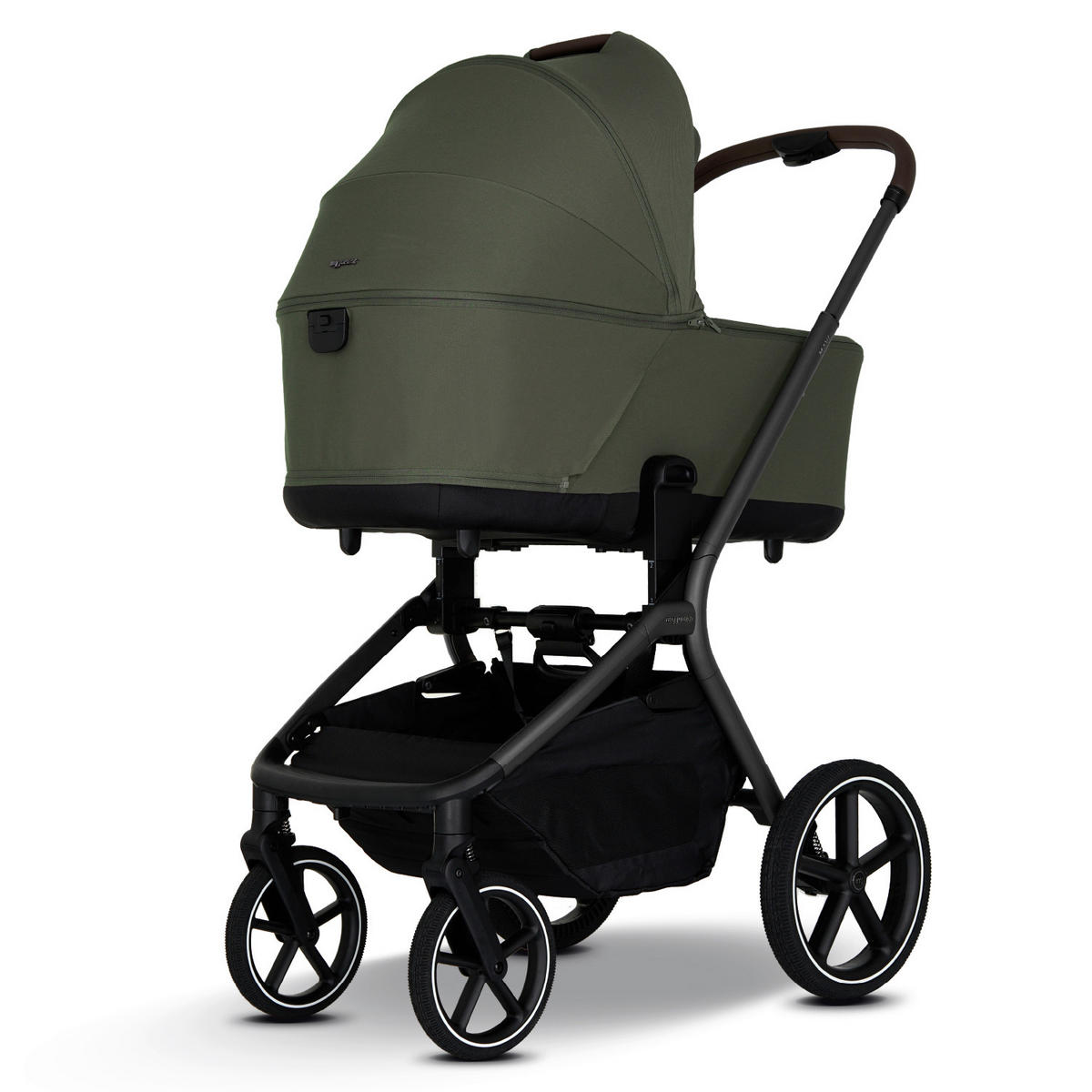 KINDERWAGENSET MAVI 3in1 Premium  - Anthrazit/Olivgrün, Basics, Textil/Metall (92/55/110,5cm) - My Junior