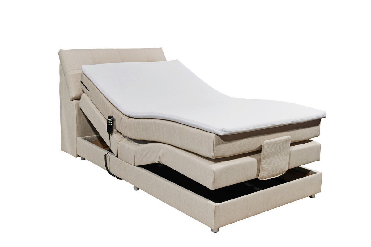 BOXSPRINGBETT 120/200 cm  in Creme  - Silberfarben/Creme, Design, Kunststoff/Textil (120/200cm) - Esposa