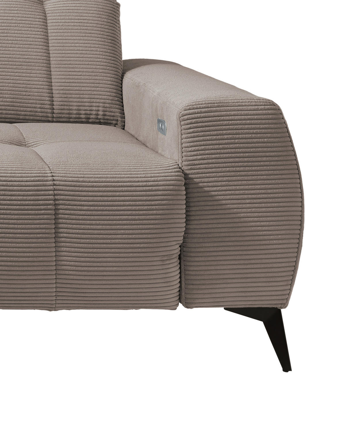 ECKSOFA in Cord Graubraun  - Graubraun/Schwarz, Modern, Textil/Metall (200/261cm) - Livetastic