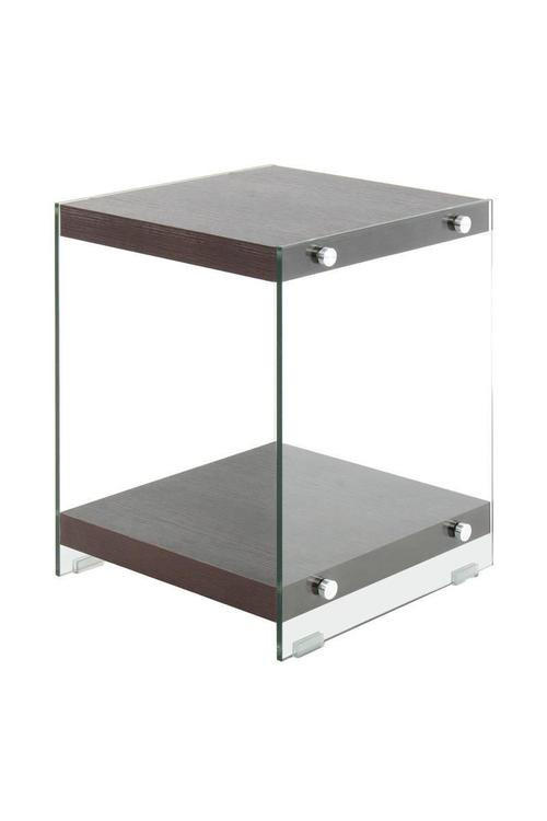 BEISTELLTISCH in Glas, Holzwerkstoff 35/35/45 cm  - Klar/Dunkelbraun, Basics, Glas/Holzwerkstoff (35/35/45cm) - Kayoom