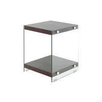 BEISTELLTISCH in Glas, Holzwerkstoff 35/35/45 cm  - Klar/Dunkelbraun, Basics, Glas/Holzwerkstoff (35/35/45cm) - Kayoom