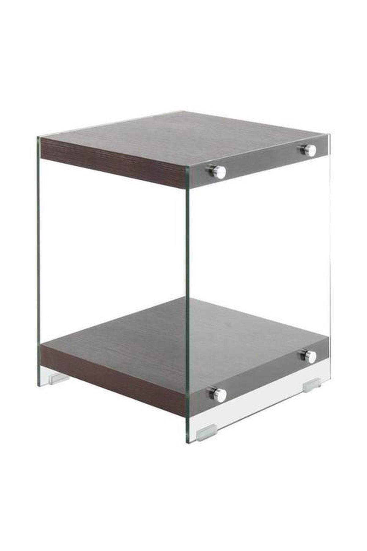 BEISTELLTISCH in Glas, Holzwerkstoff 35/35/45 cm  - Klar/Dunkelbraun, Basics, Glas/Holzwerkstoff (35/35/45cm) - Kayoom