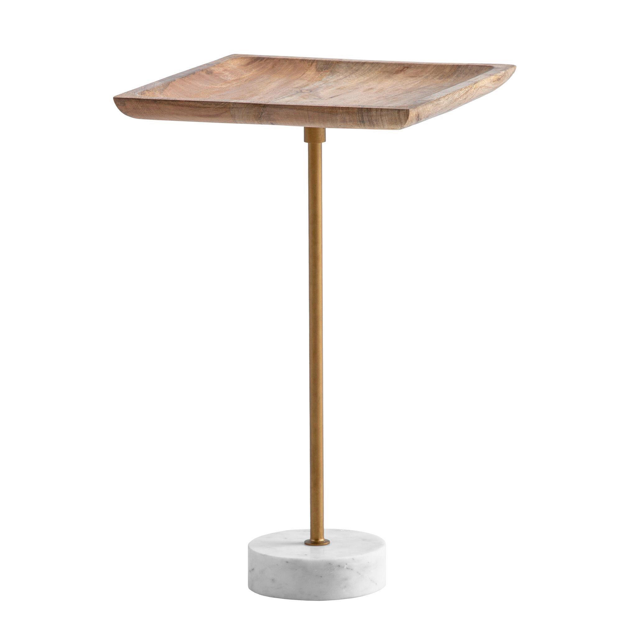 ODKLÁDACÍ STOLEK, mangové dřevo, barvy dubu, barvy zlata - bílá/barvy dubu, Design, dřevo/kámen (35/35/55cm) - Livetastic