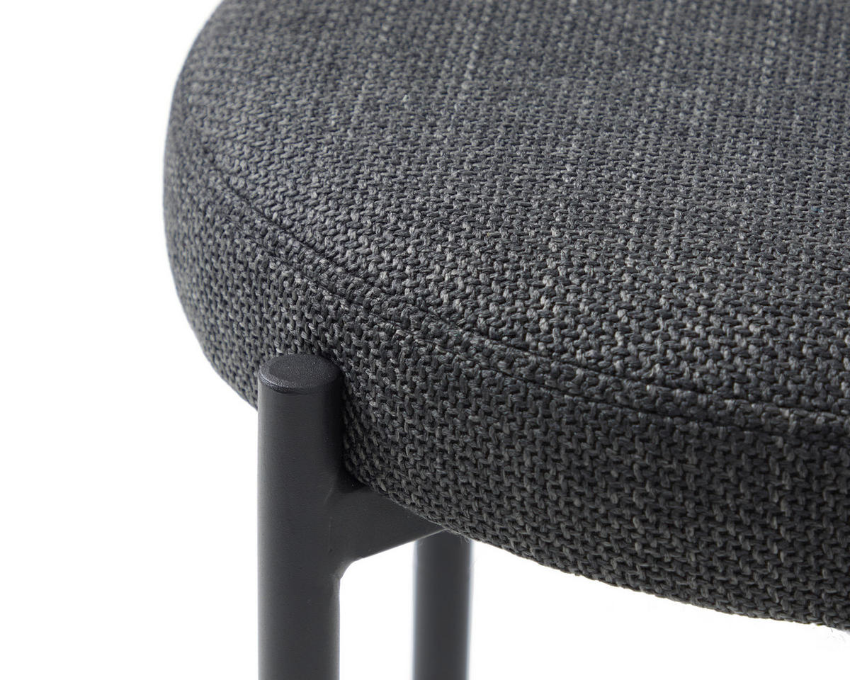 HOCKER Webstoff Dunkelgrau  - Dunkelgrau/Schwarz, Basics, Textil/Metall (43,5/48/43,5cm) - Xora