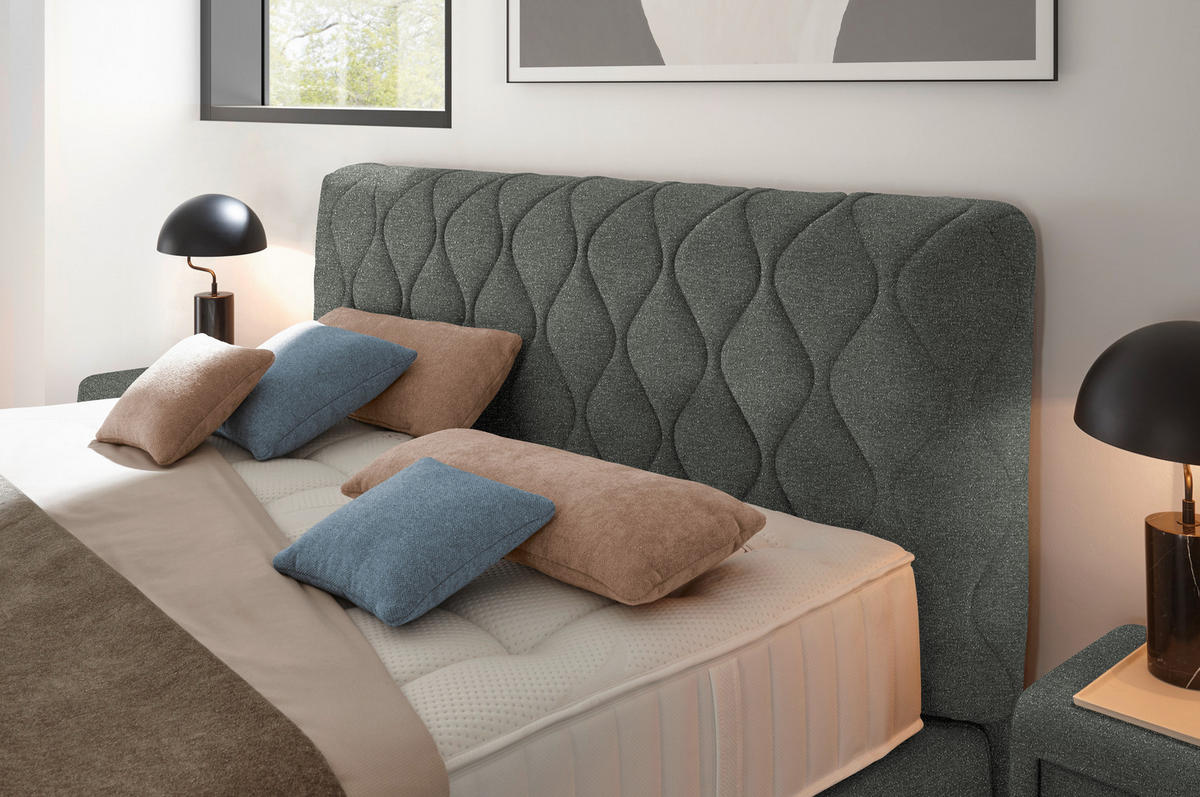 BOXSPRINGBETT 180/200 cm  in Grau  - Schwarz/Grau, Design, Kunststoff/Textil (180/200cm) - Johann Jakob