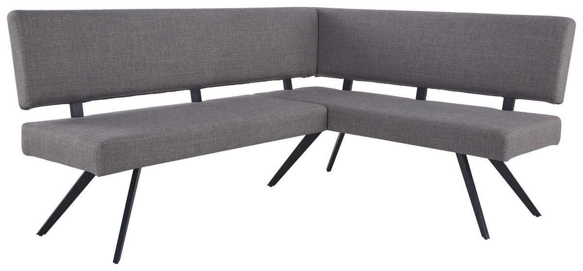 ECKBANK 190/150 cm  in Hellgrau  - Hellgrau/Schwarz, KONVENTIONELL, Textil/Metall (190/150cm) - MID.YOU