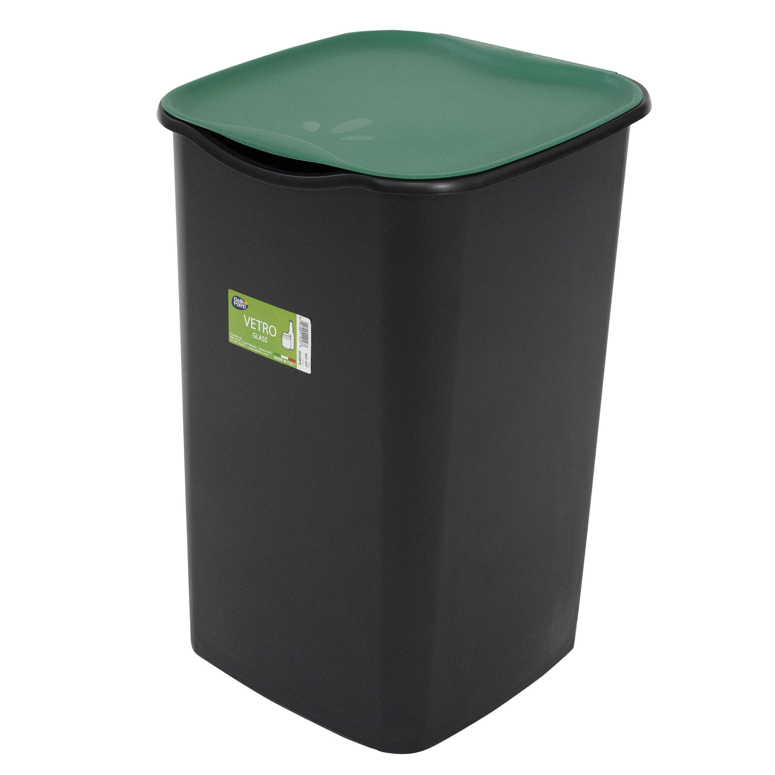 Mülleimer Elvara mit Deckel 50 L Kunststoff Schwarz/Grün