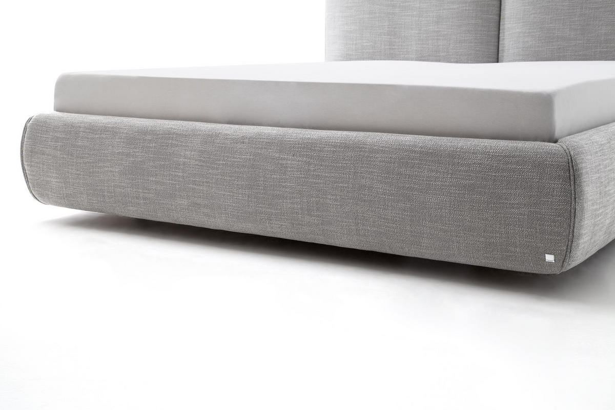 POLSTERBETT 180/200 cm  in Hellgrau  - Hellgrau/Naturfarben, Modern, Holz/Textil (180/200cm) - Livetastic