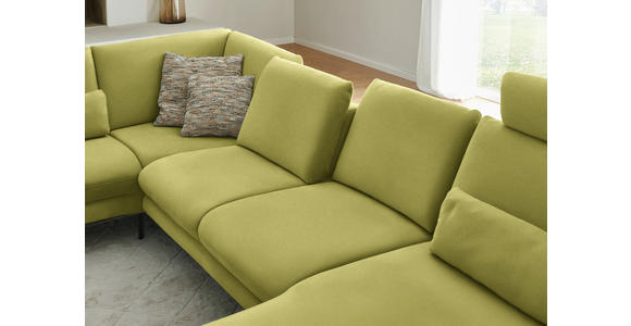 WOHNLANDSCHAFT  in Chenille, Flachgewebe Hellgrün  - Schwarz/Hellgrün, Design, Textil/Metall (208/344/180cm) - Dieter Knoll