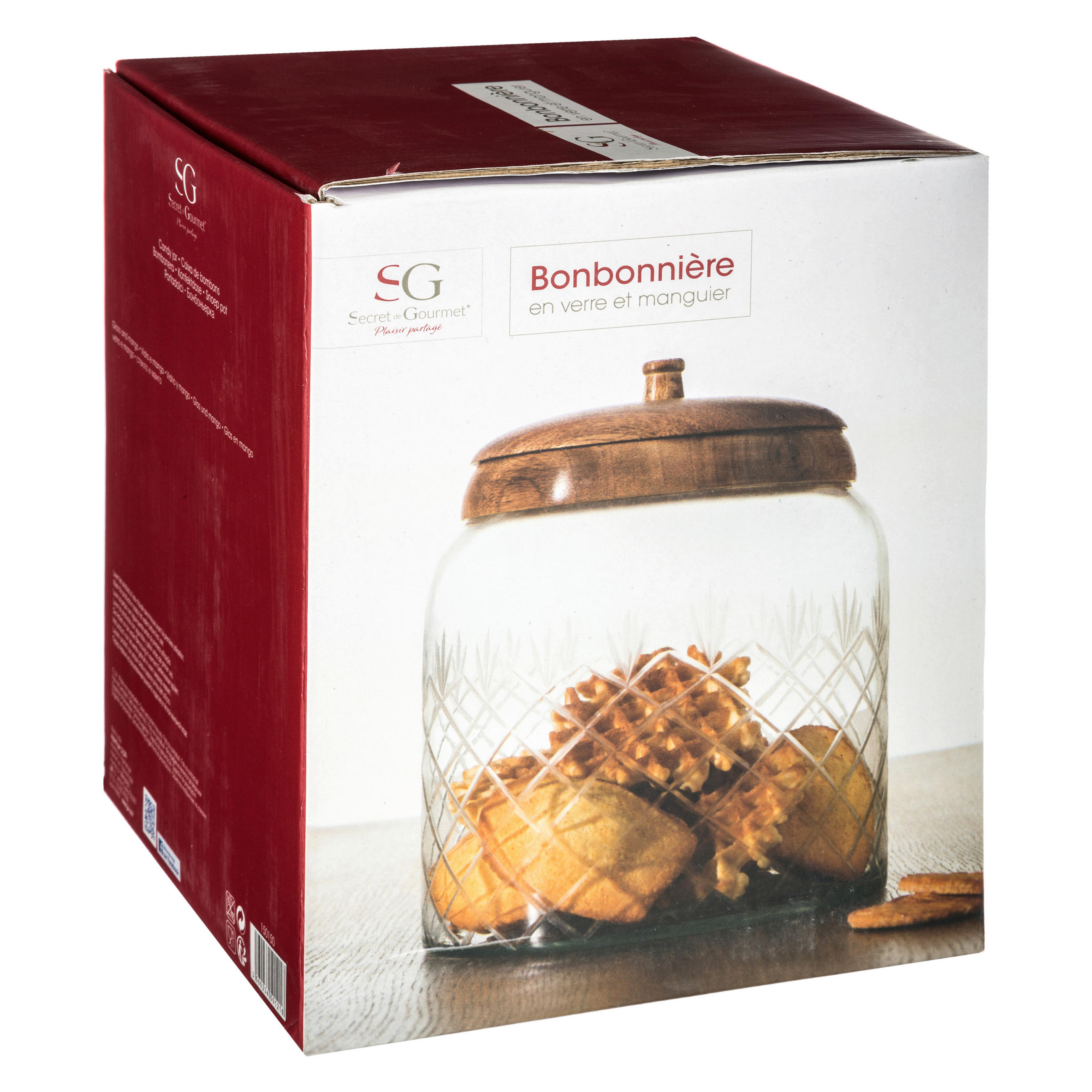 POSODA ZA SHRANJEVANJE     19/19/23 cm         - prozorno, Basics, steklo/les (19/19/23cm)