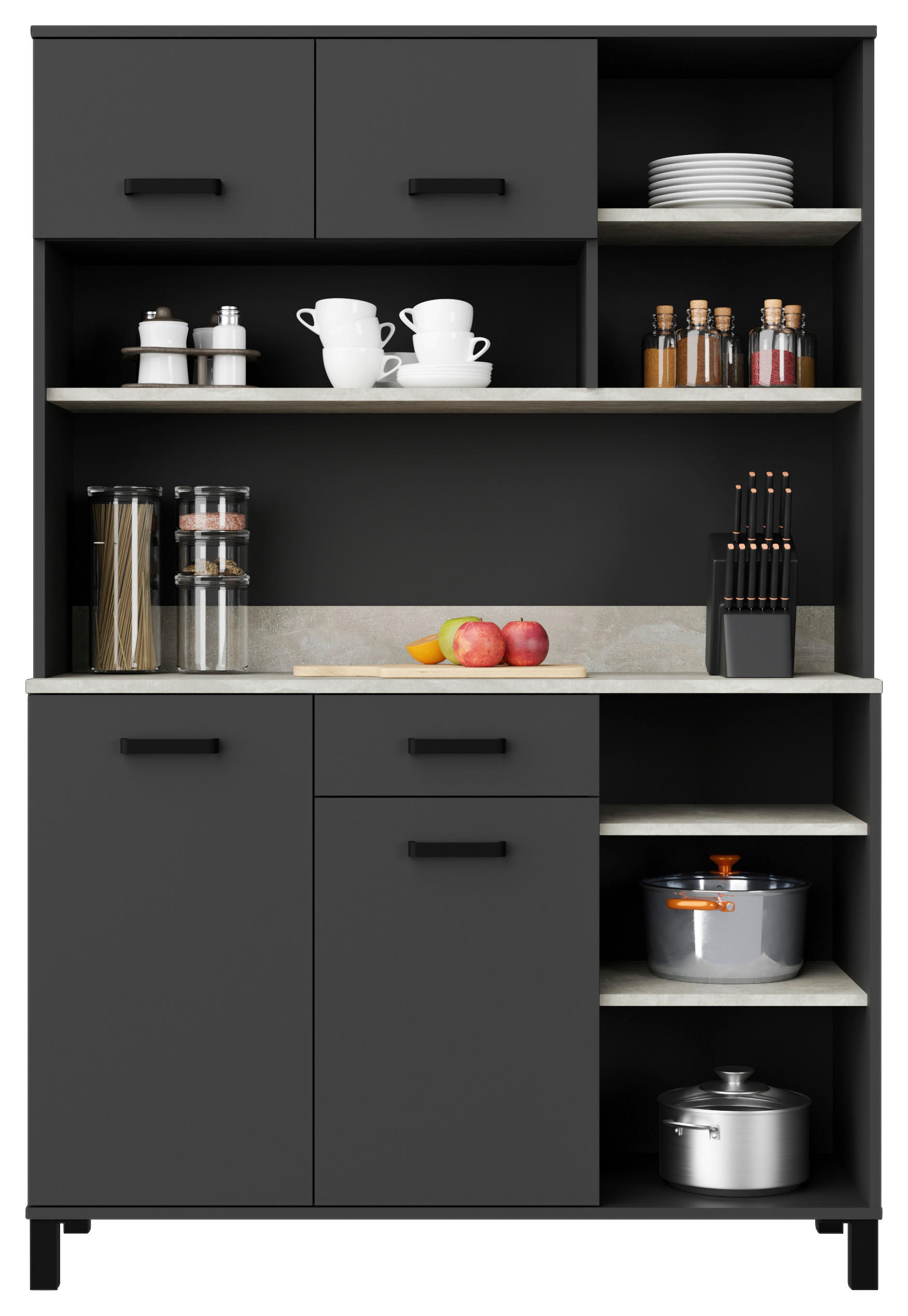 BUFFET 119,1/177/40 cm  in Anthrazit, Hellgrau  - Anthrazit/Hellgrau, KONVENTIONELL, Holzwerkstoff/Metall (119,1/177/40cm) - P & B