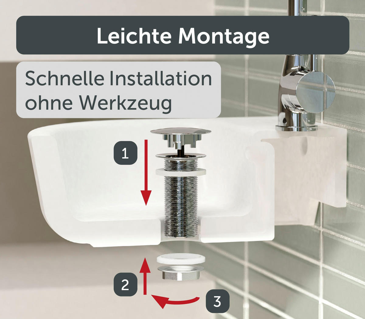 ABLAUFVENTIL  - Chromfarben, Basics, Metall (7,0/6,5cm) - Xora