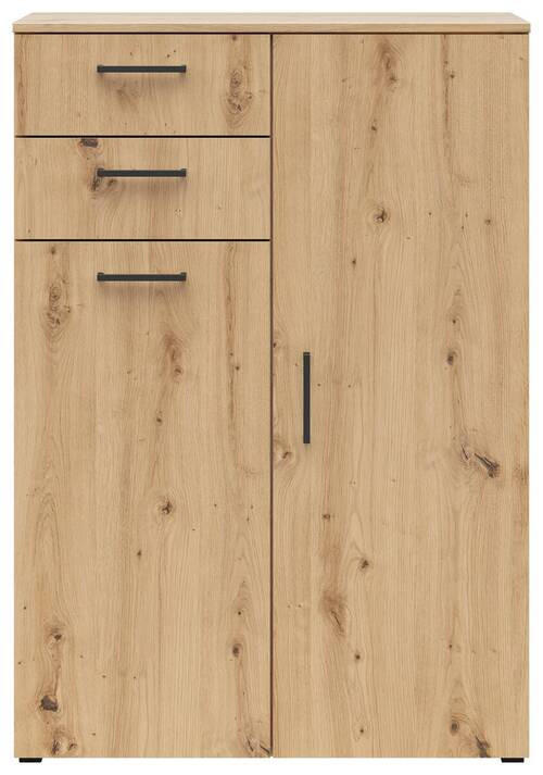 KOMODA, dub artisan, 80/115/40 cm - černá/antracitová, Moderní, kompozitní dřevo/plast (80/115/40cm) - Carryhome