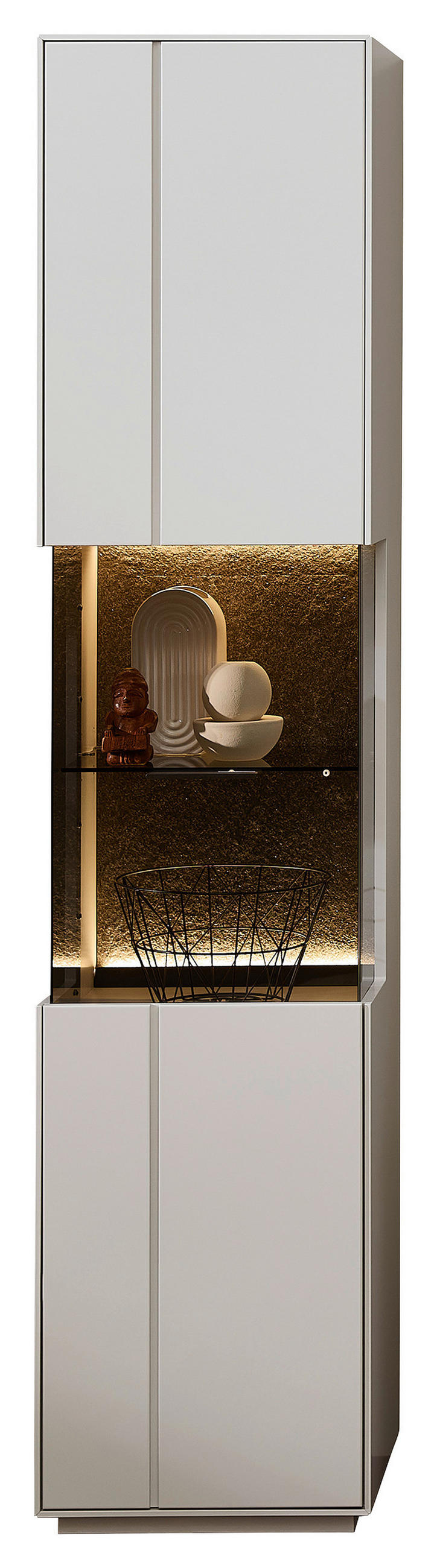 VITRINE Hellgrau, Sahara  45/204/40 cm  - Hellgrau/Schwarz, Design, Glas/Holzwerkstoff (45/204/40cm) - Novel