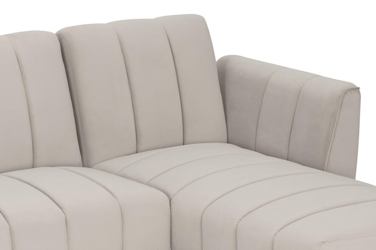 ECKSOFA Creme Samt  - Creme/Schwarz, MODERN, Textil/Metall (253/87/169cm) - P & B