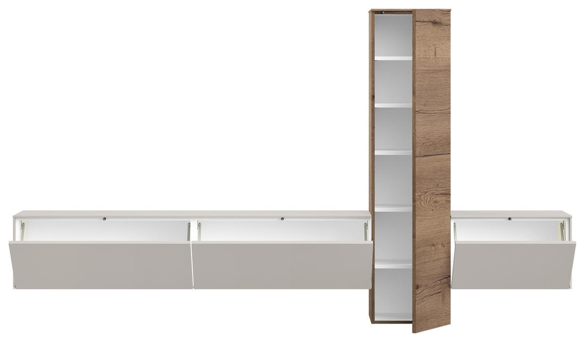WOHNWAND  in Grau, Eichefarben  282/160/37 cm  - Eichefarben/Grau, Design, Holzwerkstoff (282/160/37cm) - Celina Home
